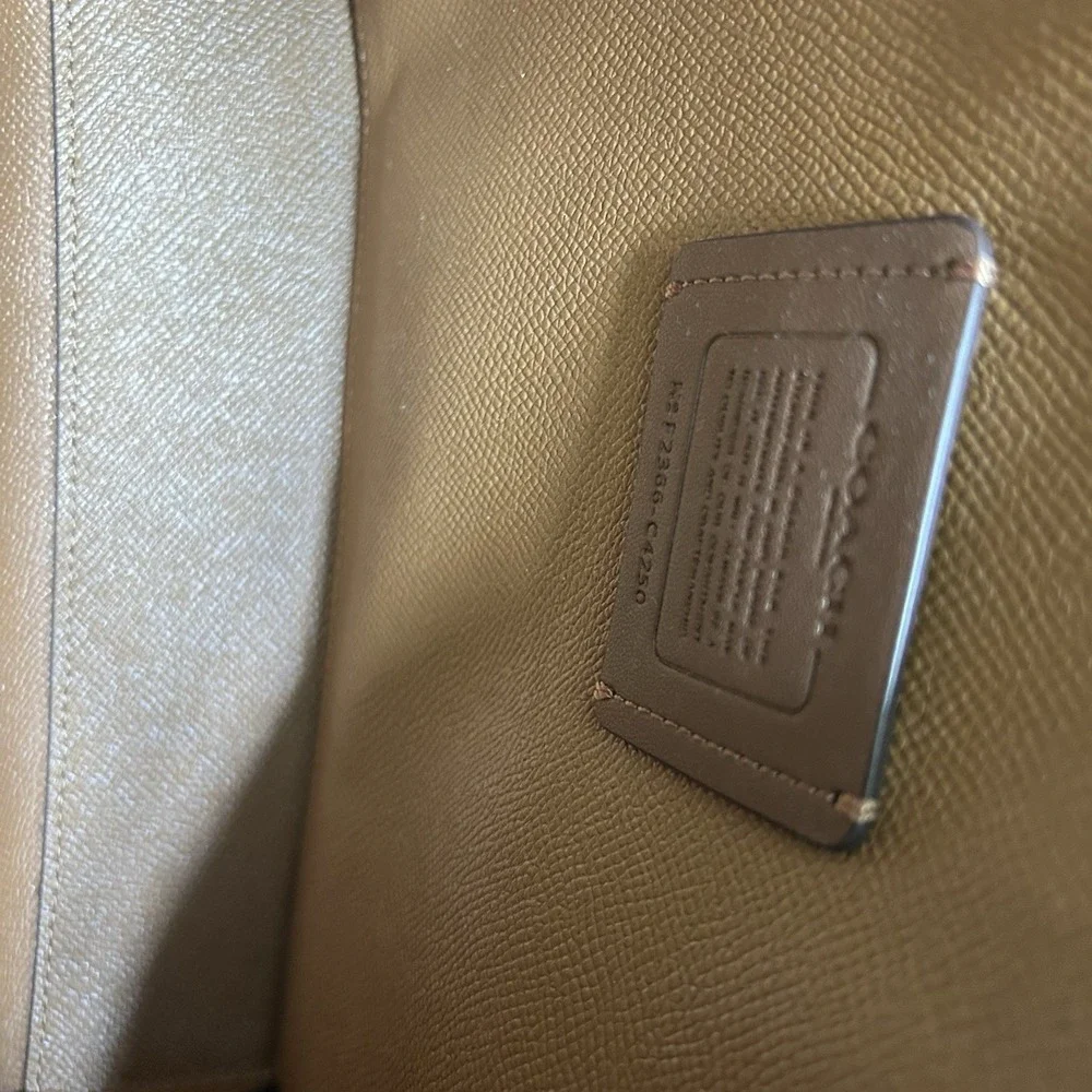 Coach Mollie Tote 25 Signature Canvas Khaki Light Saddle C4250 Crossbody Bag - Picture 6 of 11